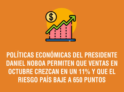 POLÍTICAS ECONÓMICAS DEL PRESIDENTE DANIEL NOBOA PERMITEN QUE VENTAS EN OCTUBRE CREZCAN EN UN 11%