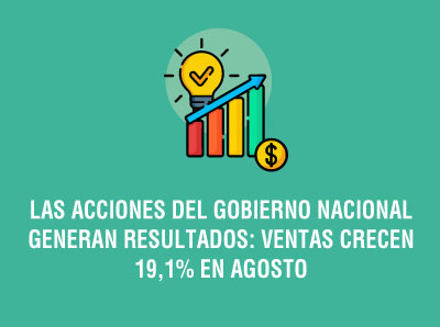 LAS ACCIONES DEL GOBIERNO NACIONAL GENERAN RESULTADOS: VENTAS CRECEN 19,1% EN AGOSTO