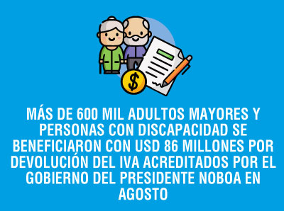 600 MIL PERSONAS DE GRUPOS PRIORITARIOS SE BENEFICIARON CON USD 86 MILLONES POR DEVOLUCIÓN DEL IVA